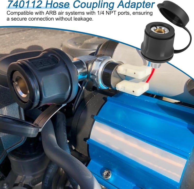 RO6G 740112 Air Compressor Hose Adapter Replacement A-R-B Hose Coupling Adapter with Rubber Dust Cap, 1/4 NPT Std - Image 2
